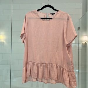 Silky pink peplum blouse